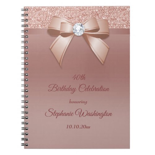Sparkles  Glamor Rose Gold Birthday Party Notebook