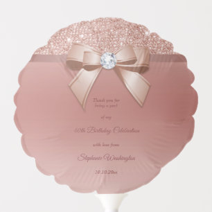 Sparkles & Glamour, Rose Gold Birthday Party Balloon