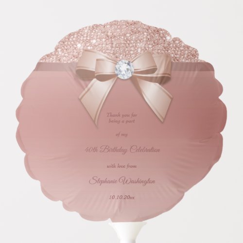 Sparkles  Glamour Rose Gold Birthday Party Balloon