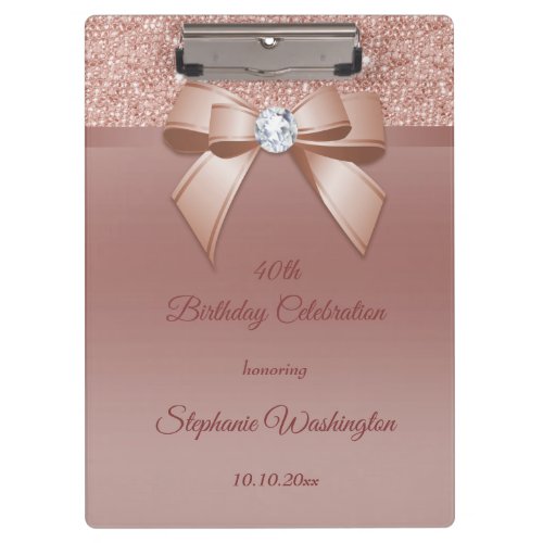 Sparkles  Glamour Rose Gold Birthday Party Clipboard