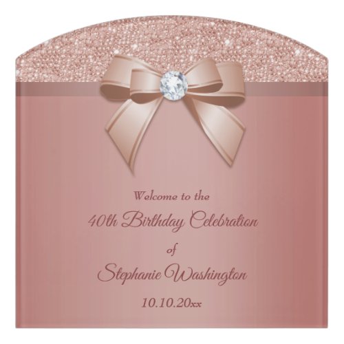 Sparkles  Glamour Rose Gold Birthday Party Door Sign