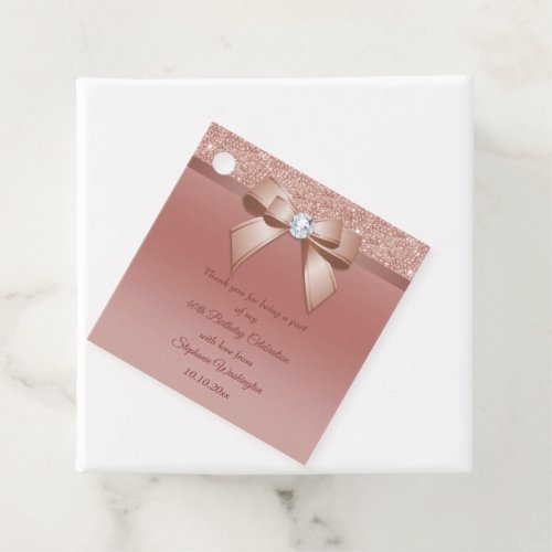 Sparkles  Glamour Rose Gold Birthday Party Favor Tags