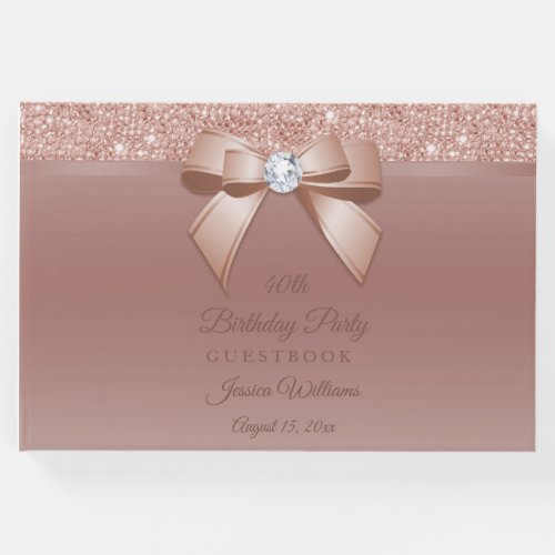 Sparkles  Glamour Rose Gold Birthday Party Guest Book