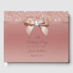 Sparkles & Glamour, Rose Gold Birthday Party Guest Book
