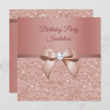 Sparkles & Glamour  Rose Gold Birthday Party Invitation by Sarah_Designs at Zazzle