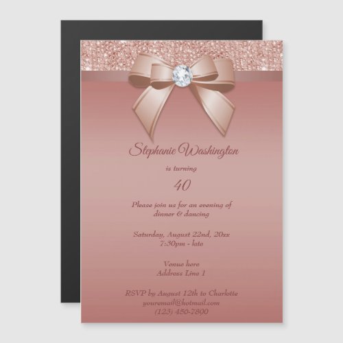 Sparkles  Glamour Rose Gold Birthday Party Magnetic Invitation