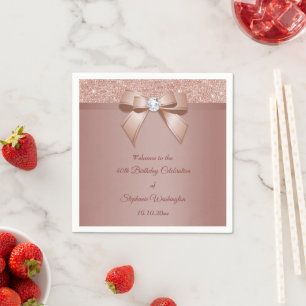 Sparkles & Glamour, Rose Gold Birthday Party Napkins
