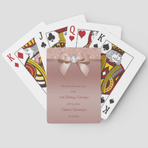 Sparkles & Glamour, Rose Gold Birthday Party Poker Cards