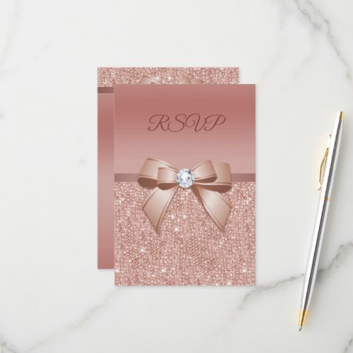 Sparkles  Glamour Rose Gold Birthday Party RSVP Card