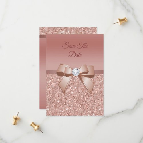 Sparkles  Glamour Rose Gold Birthday Party Save The Date