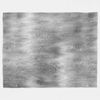 Sparkles Large Brush Stroke Faux Glitter Silver Fleece Blanket
