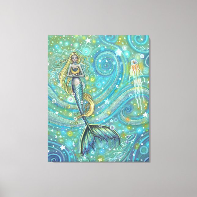 Sparkles Mermaid Fantasy Art by Molly Harrison Canvas Print (Front)