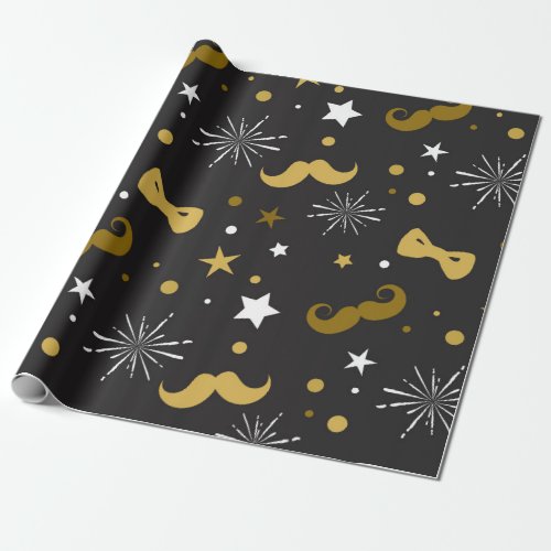 Sparkles Mustache  Ties Holiday Pattern Wrapping Paper