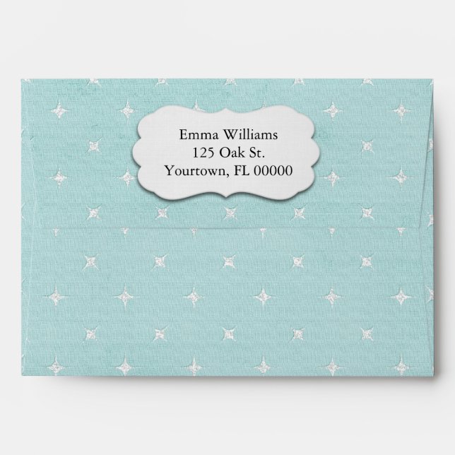 sparkles on pastel aqua envelope (Back (Top Flap))