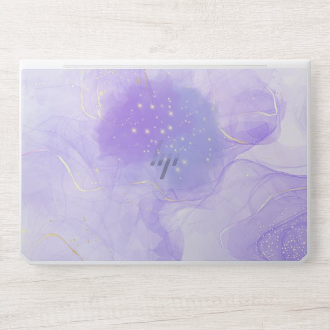 Sparkles purple rose gold glitter marble   HP laptop skin (Front)