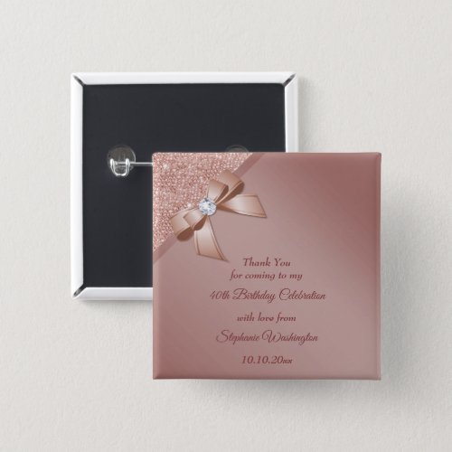 Sparkles  Rose Gold Glamor Birthday Party Button