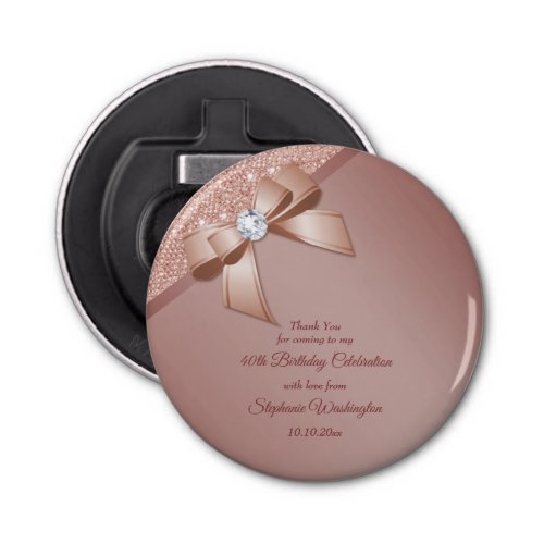 Sparkles  Rose Gold Glamour Birthday Party Bottle Opener