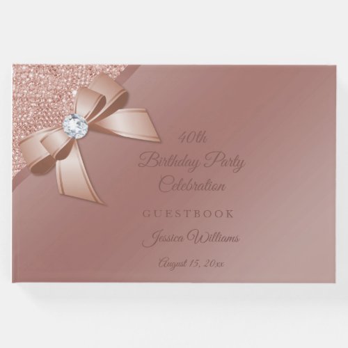 Sparkles  Rose Gold Glamour Birthday Party Guest Book