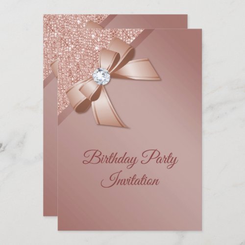 Sparkles  Rose Gold Glamour Birthday Party Invitation