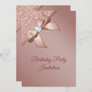Sparkles & Rose Gold Glamour Birthday Party Invitation