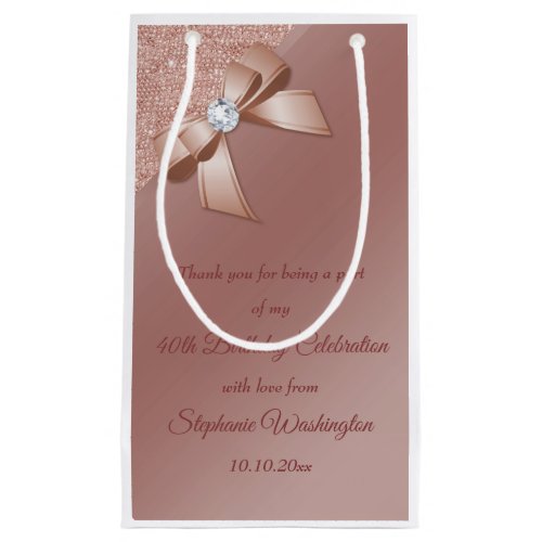 Sparkles  Rose Gold Glamour Birthday Party Small Gift Bag