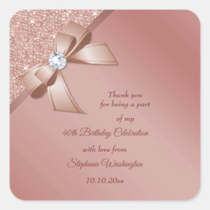 Sparkles & Rose Gold Glamour Birthday Party Square Sticker