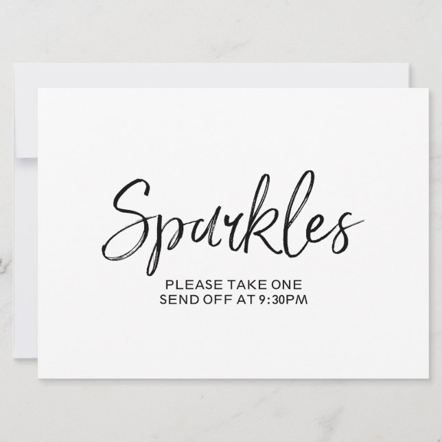 "Sparkles" Send Off  Stylish Hand Lettered Sign Invitation (Front)