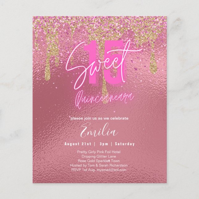 Sparkles Sweet16 Pretty Girly Pink 16th Birthday Flyer (Front)