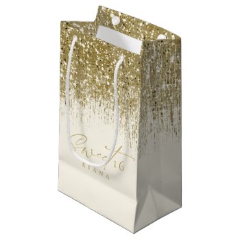 Sparkles Sweet Sixteen Gold Id912 Small Gift Bag by arrayforcards at Zazzle