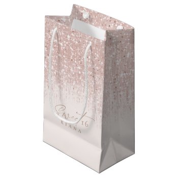 Sparkles Sweet Sixteen Rose Gold Id912 Small Gift Bag by arrayforcards at Zazzle