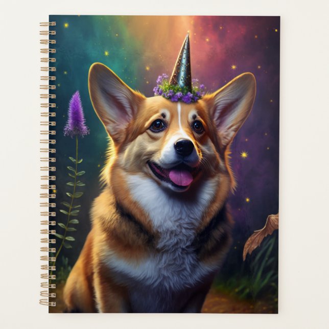 Sparkles the Unicorn Corgi - Rainbow Planner (Front)