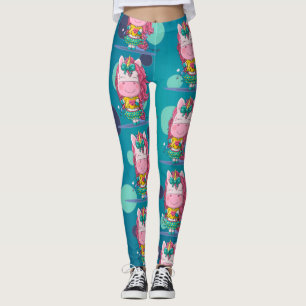 Sparkles Unicorn Party  Blue Dots  Leggings