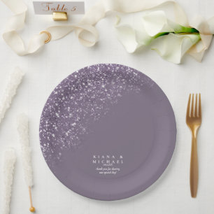Sparkles Wedding Dark Mauve ID889  Paper Plates