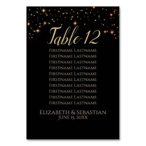 Sparkles Wedding Table Number with Seating Chart