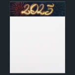Sparkling 2025 Happy New Year Fireworks Letterhead<br><div class="desc">Happy New Year 2025 written with sparkle fireworks displayed on a dark night sky. Shiny bright glowing festive holiday illustration for New Year's and season's greetings.</div>