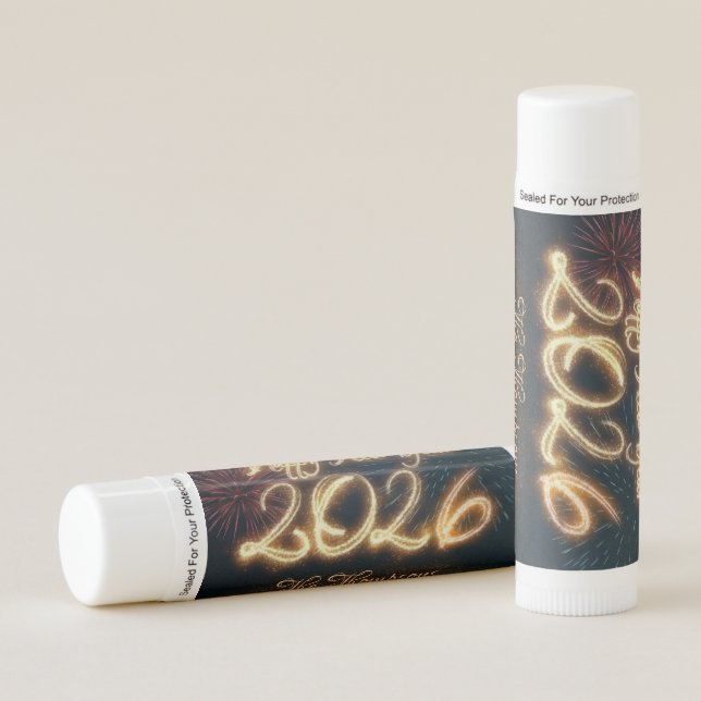 Sparkling 2026 Happy New Year Fireworks Lip Balm (Front)