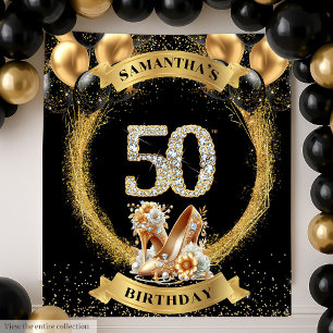 Sparkling 50th Birthday Diamond Numbers High Heels Tapestry