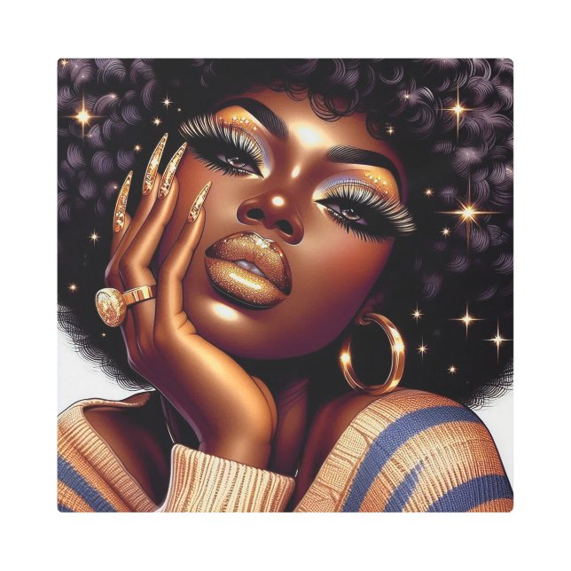 Sparkling Afro Chic African American Glam Art (Front)