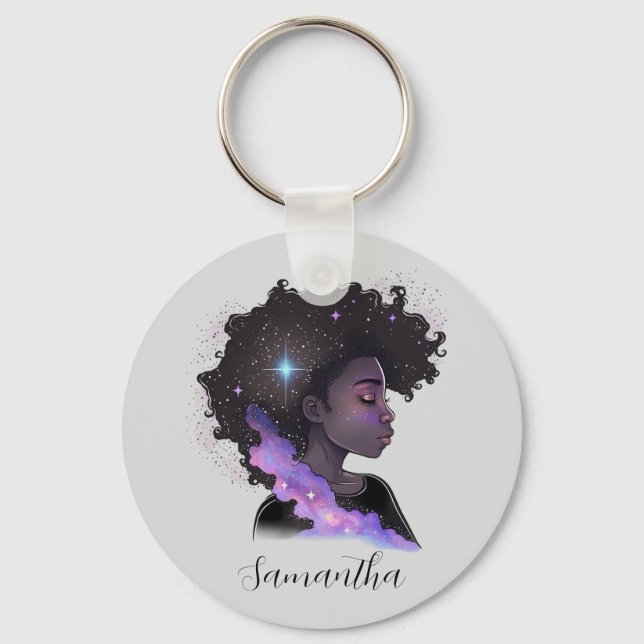 Sparkling Afro Woman Keychain (Front)