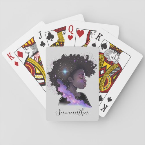 Sparkling Afro Woman Poker Cards