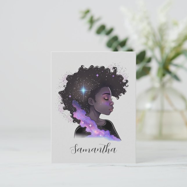 Sparkling Afro Woman Postcard (Standing Front)