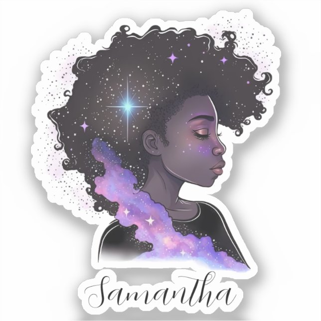 Sparkling Afro Woman Sticker (Front)