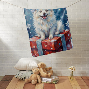 Sparkling American Eskimo Dog Festive Gift Cushion Baby Blanket