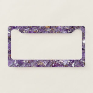 Sparkling Amethyst Crystal Gem - Purple Geode License Plate Frame