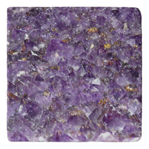 Sparkling Amethyst Crystal Gem - Purple Geode Trivet