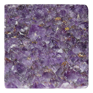 Sparkling Amethyst Crystal Gem - Purple Geode Trivet