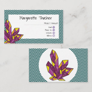Sparkling Amethyst Crystal Minimalistic Elegant Business Card