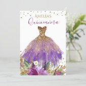 Sparkling Amethyst Dress Quinceanera Invite (Standing Front)