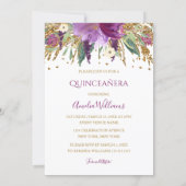 Sparkling Amethyst Dress Quinceanera Invite (Back)