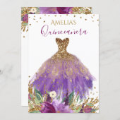Sparkling Amethyst Dress Quinceanera Invite (Front/Back)